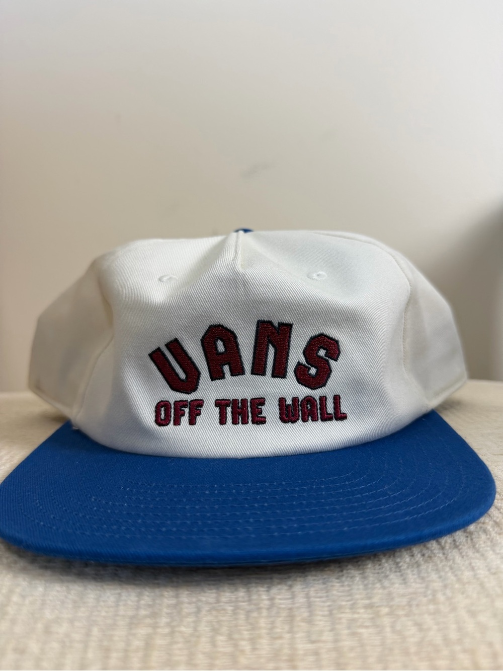 Vans White and Blue 'Off The Wall' Baseball Cap